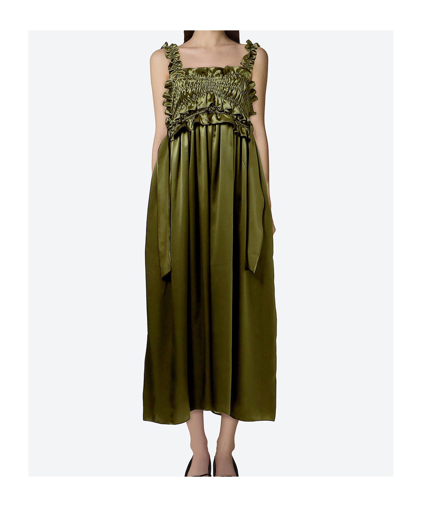 Cecilie Bahnsen Long Length Ruffle Detail Sleeveless Dress