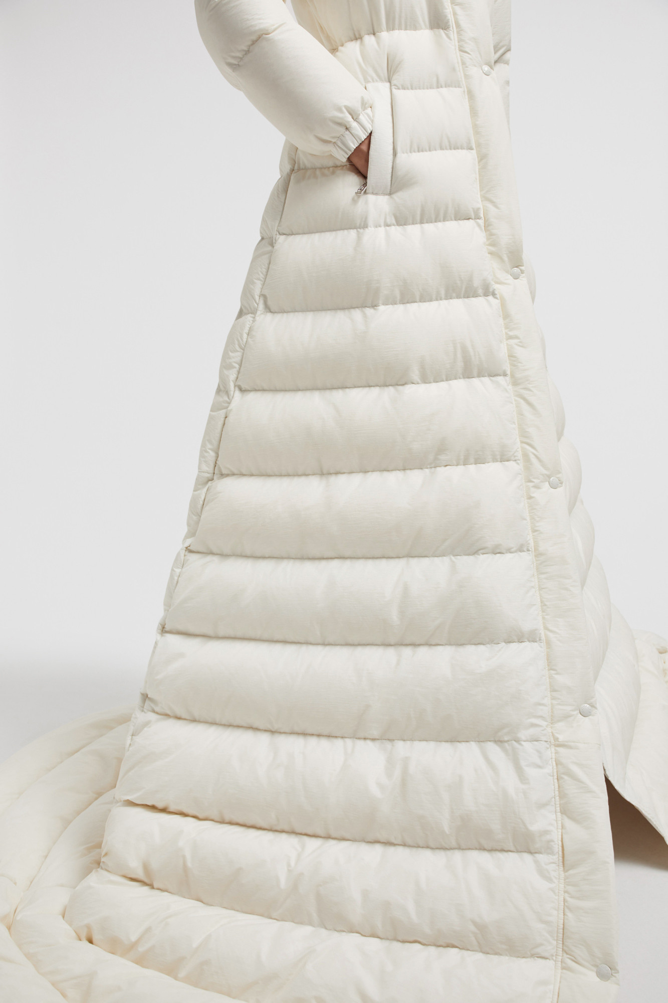 Moncler Long-sleeved Long Down Jacket In White