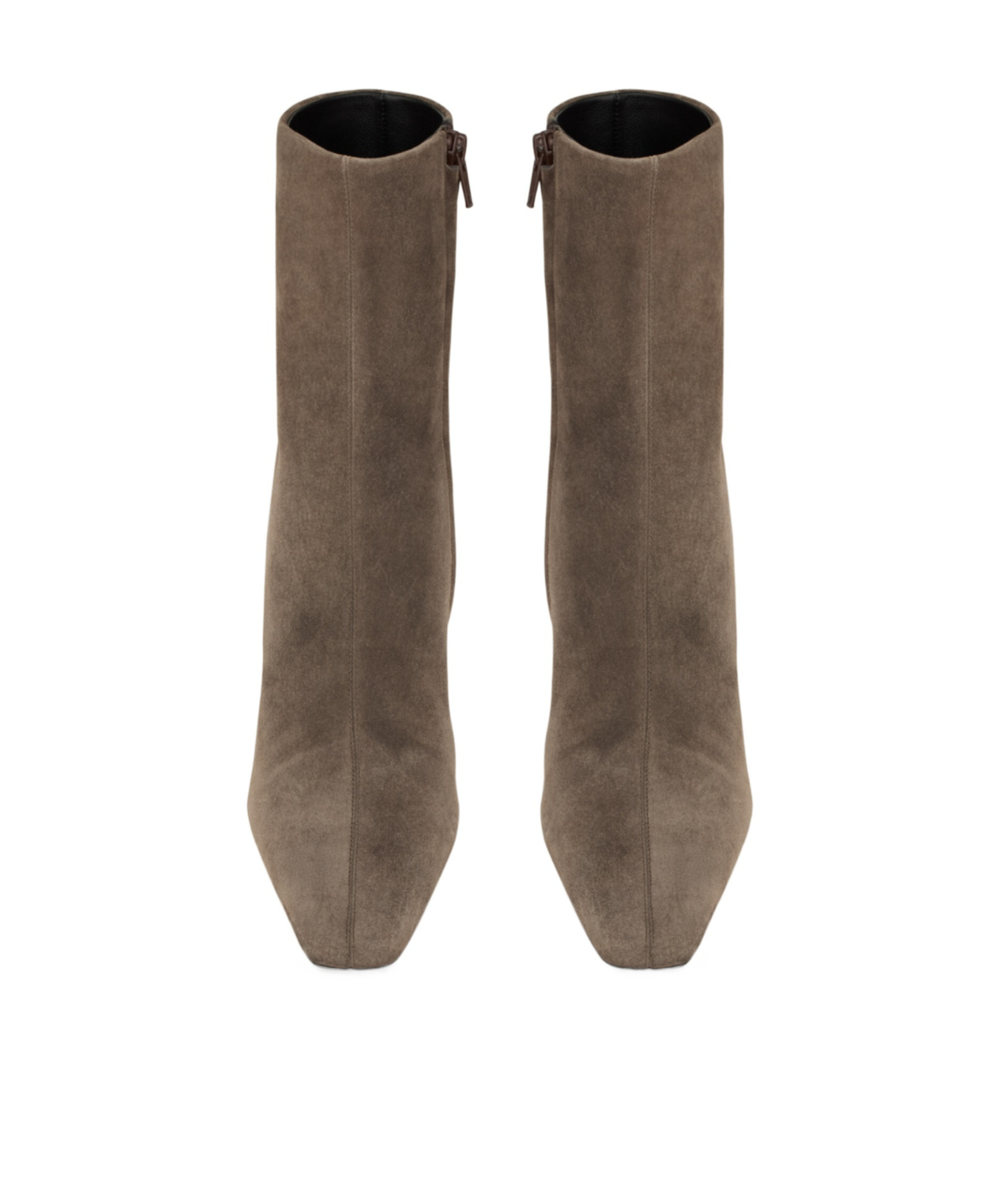 Saint Laurent Square Toe Ankle Boots In Brown