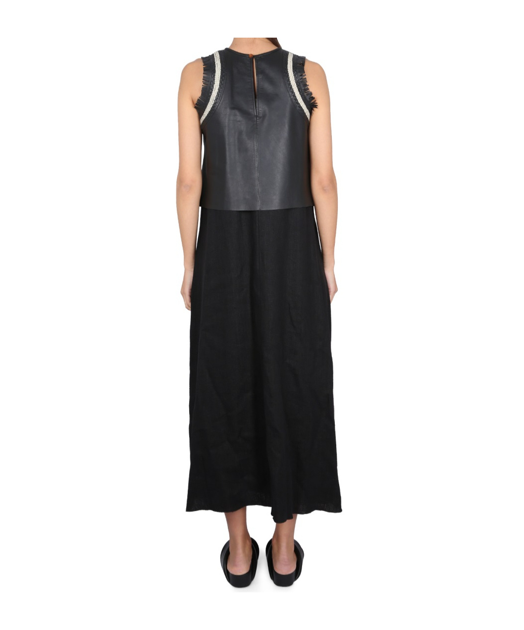 ALYSI LEATHER-TOP LONG DRESS