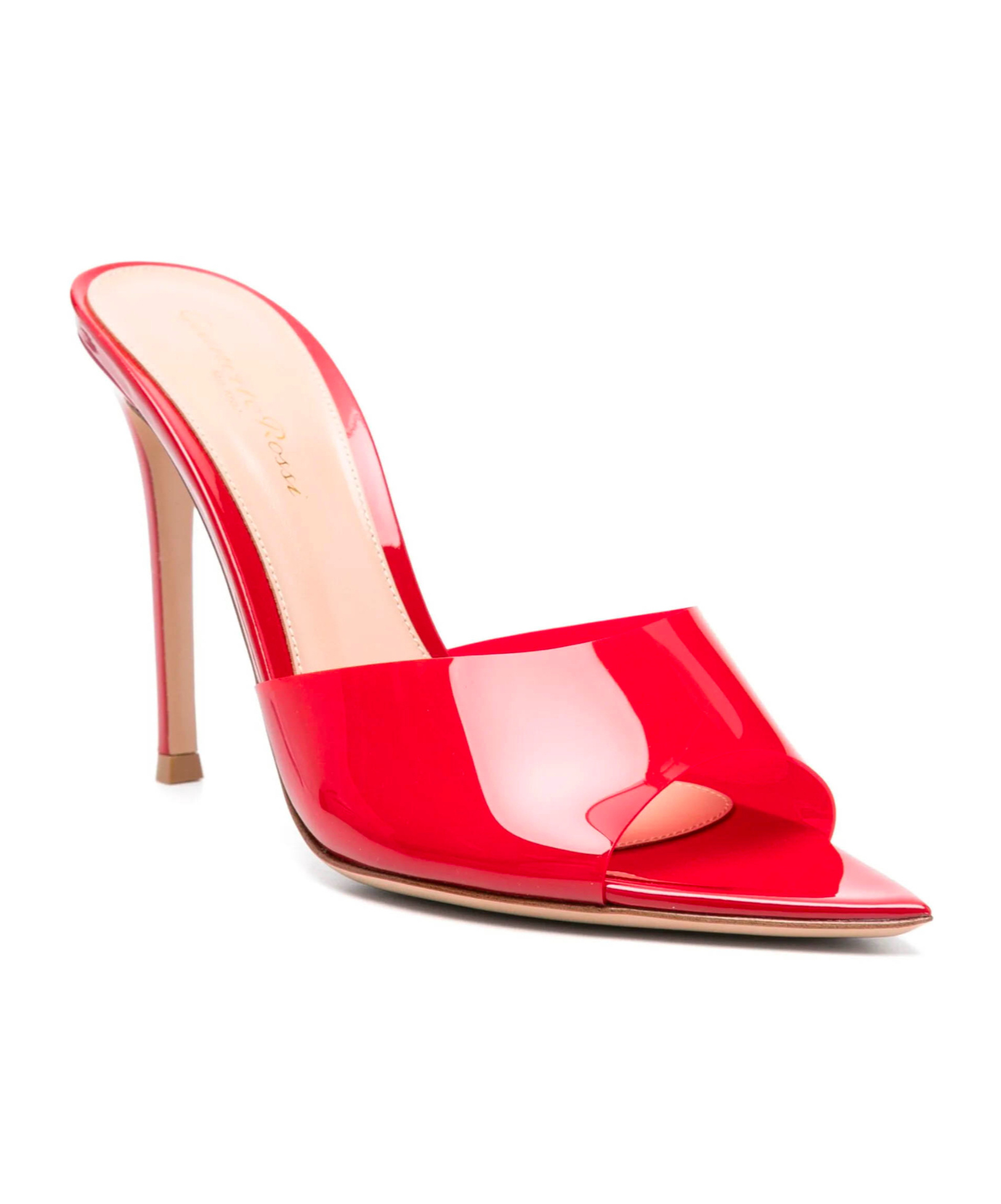Gianvito Rossi She Pointed Toe Leather Sole Mules In Red