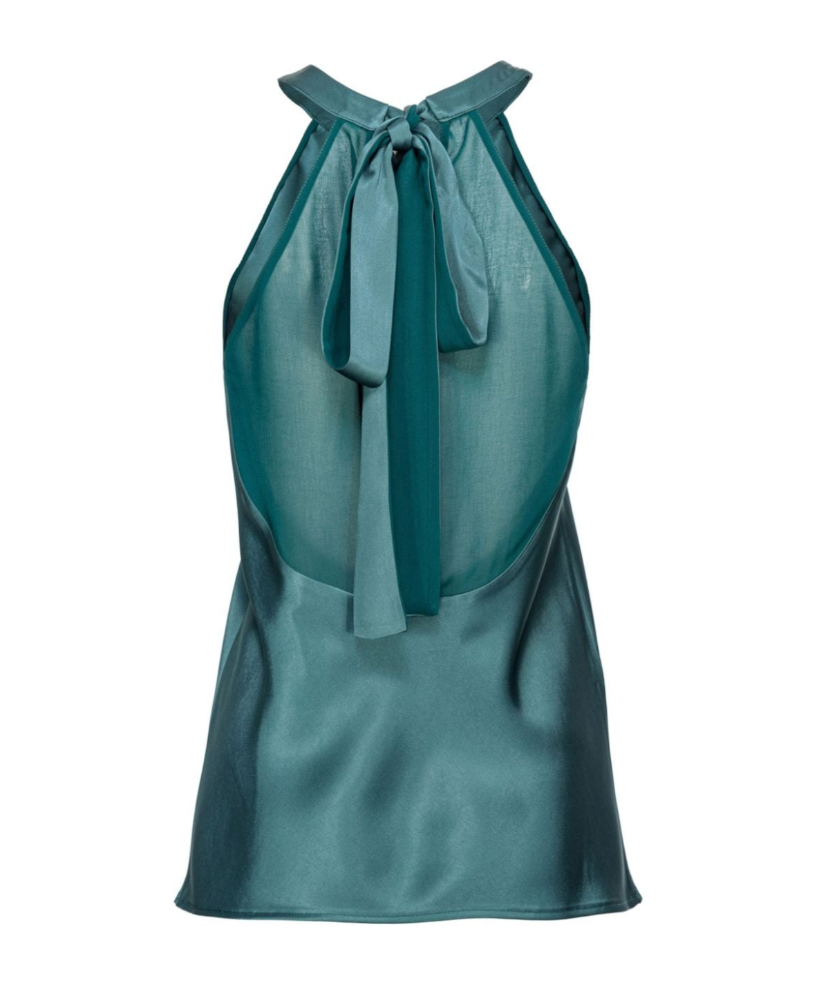Shop Pinko Halterneck Satin Tank Top In Blue