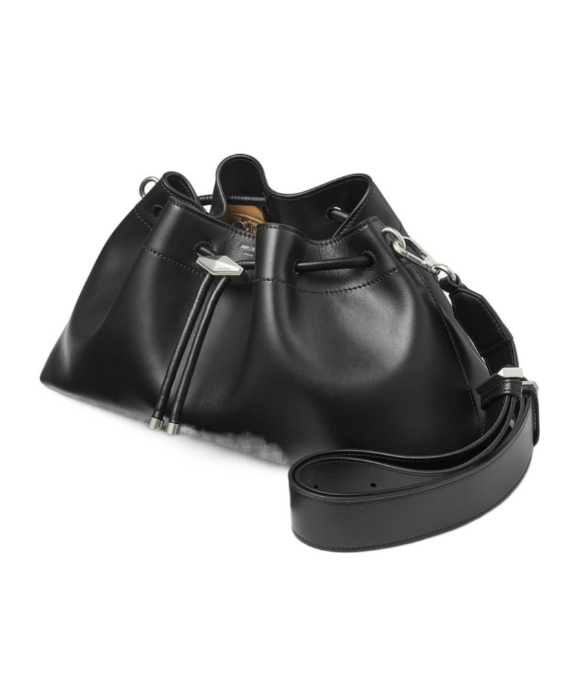 Jimmy Choo Cinch M Leather Bucket Bag In Black
