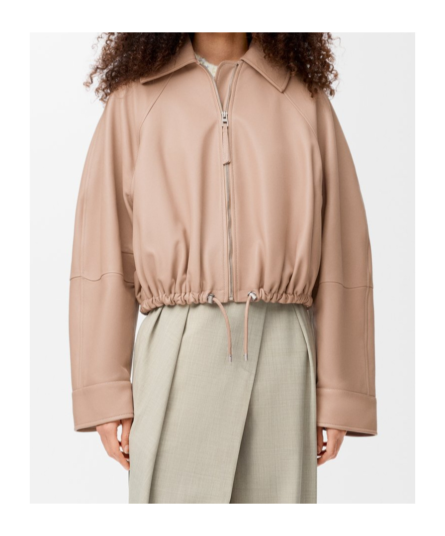 Loewe Womens Beige Classic-collar Leather Balloon Jacket