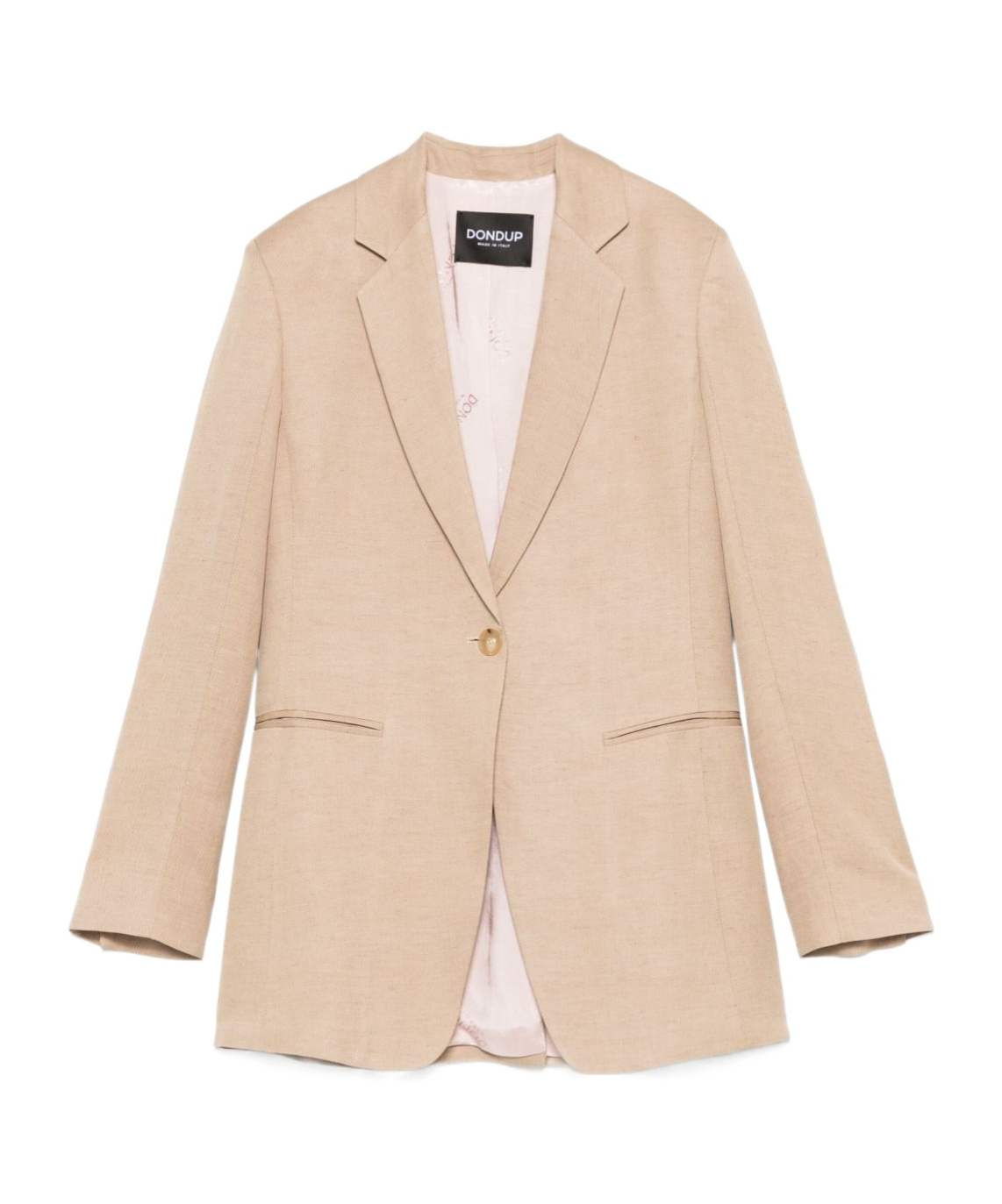 Dondup Beige Single-breasted Linen Blazer