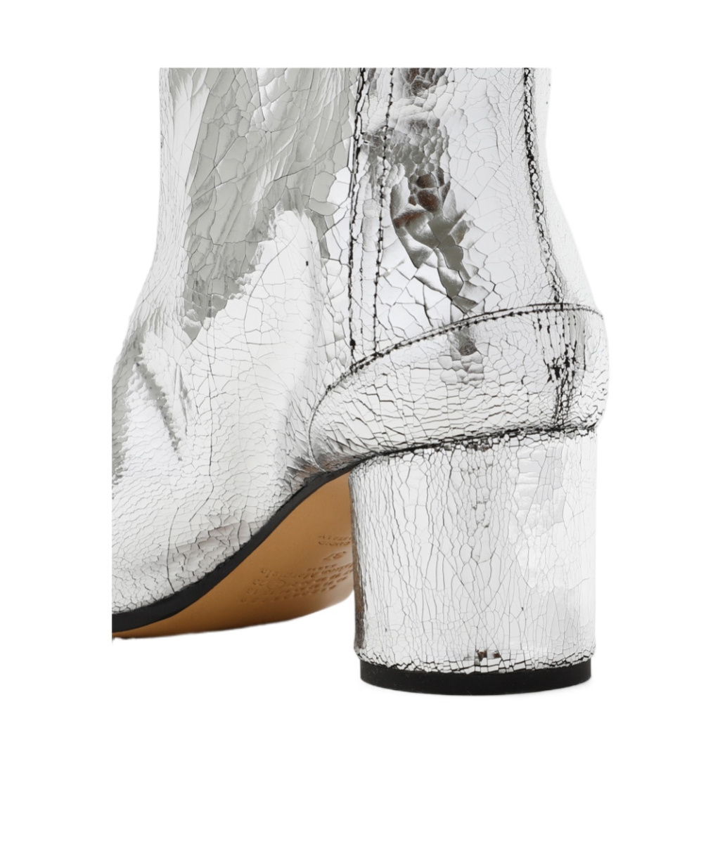 Shop Maison Margiela 70mm Metallic Ankle Boots In White