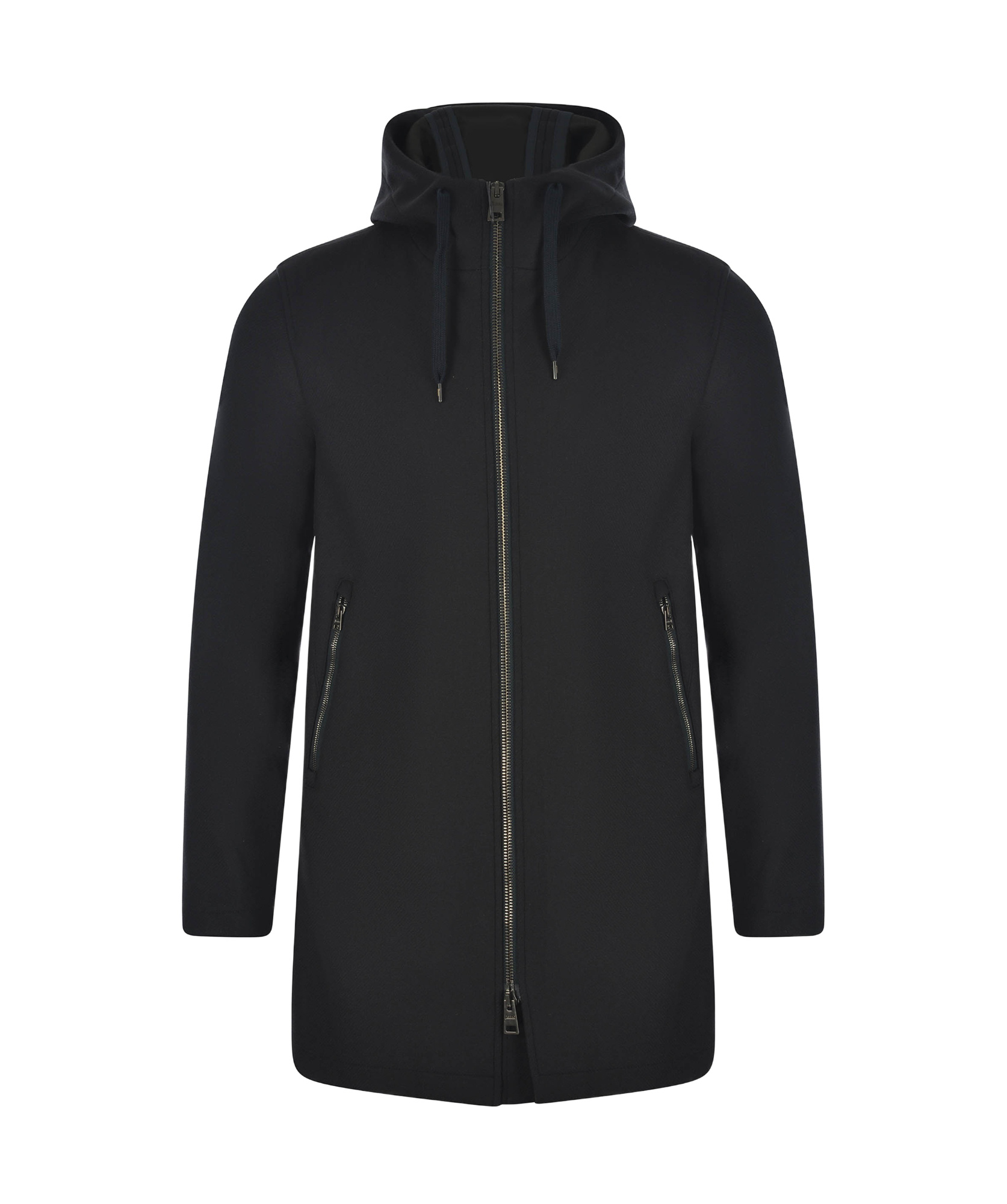 Herno Long Scuba Jacket With Hood And Side Zip Pockets In Black