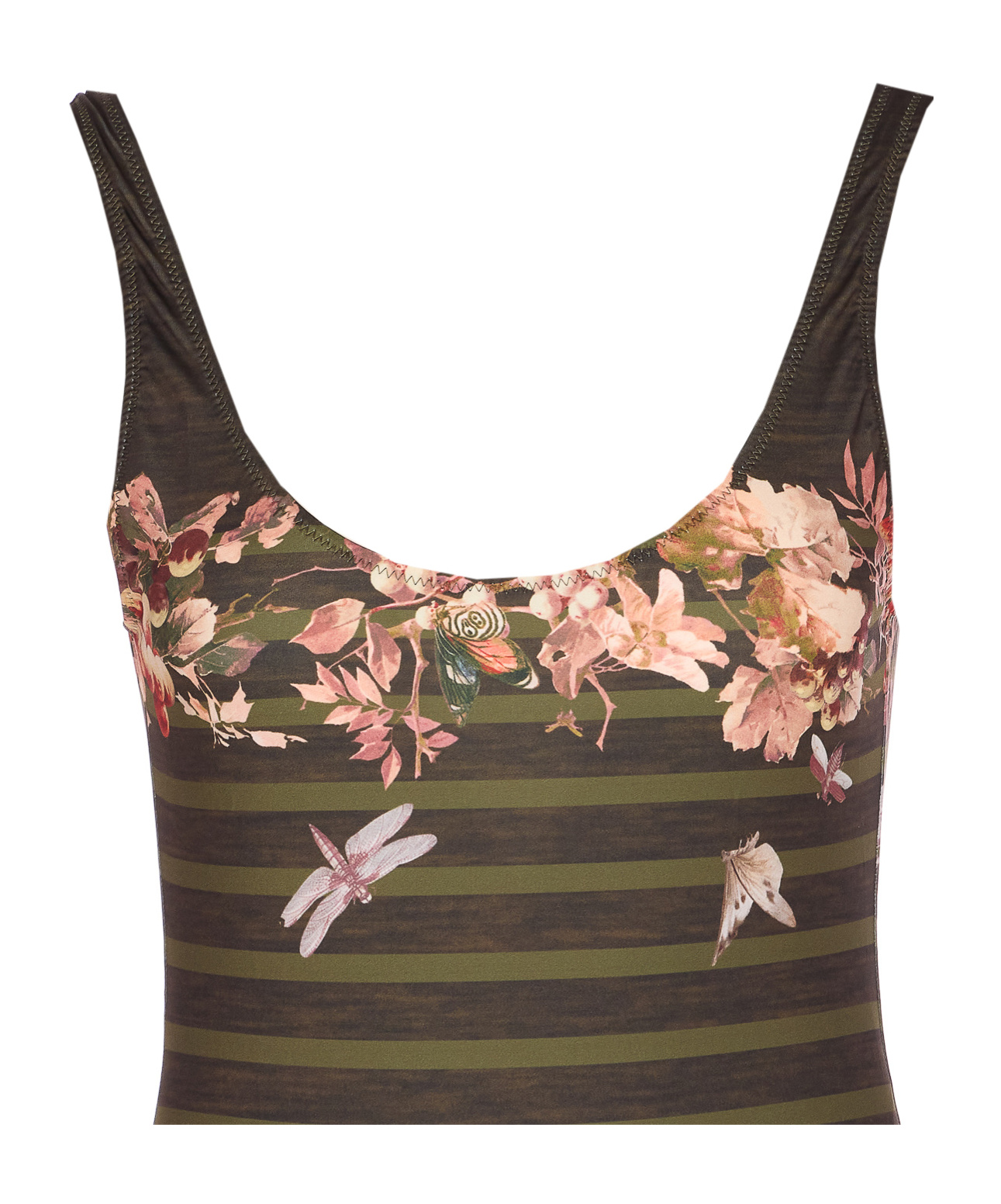 Jean Paul Gaultier Women Mariniere Grape Printed Swimsuit In Green