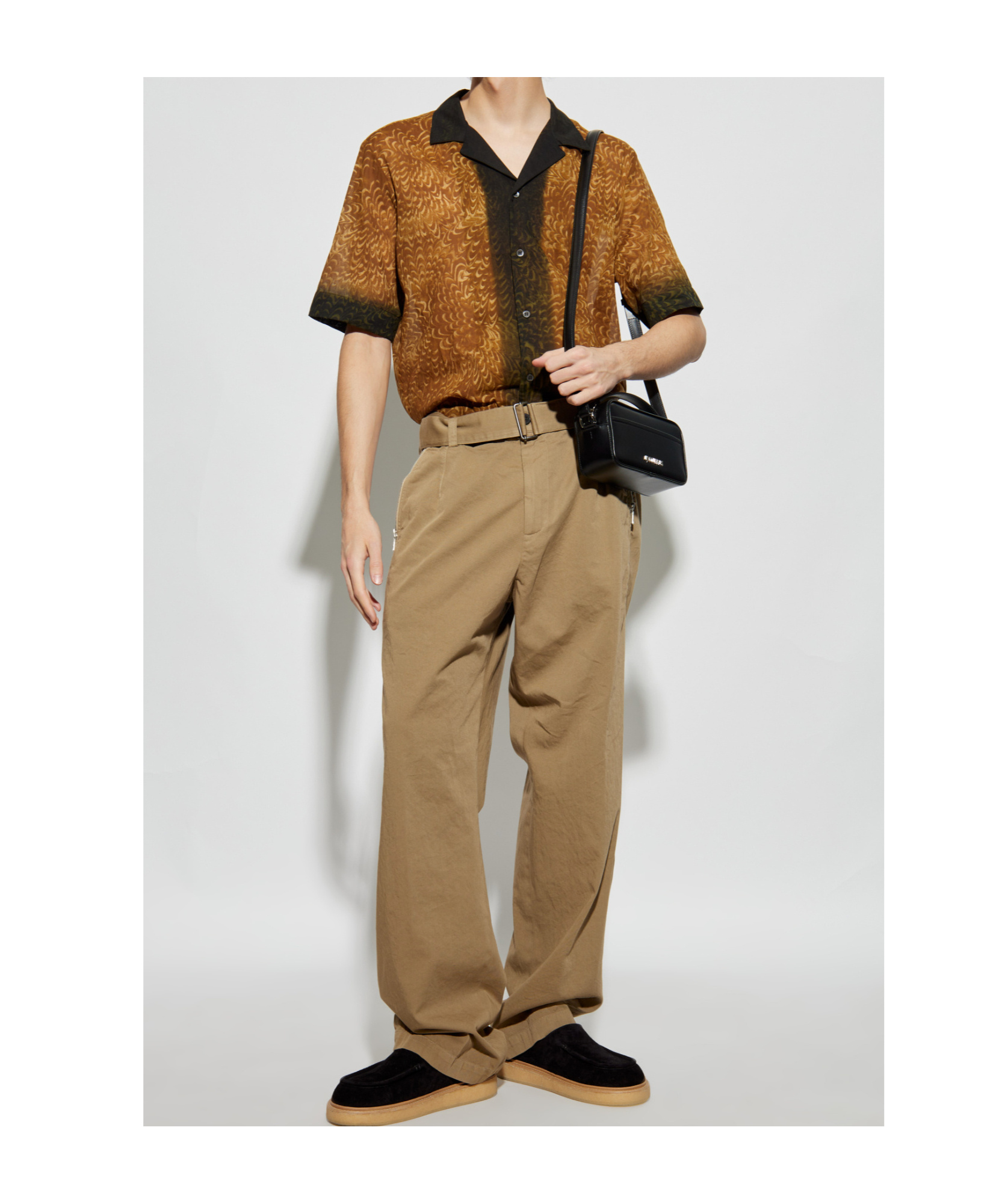Dries Van Noten Short Sleeve Cotton Shirt In Brown