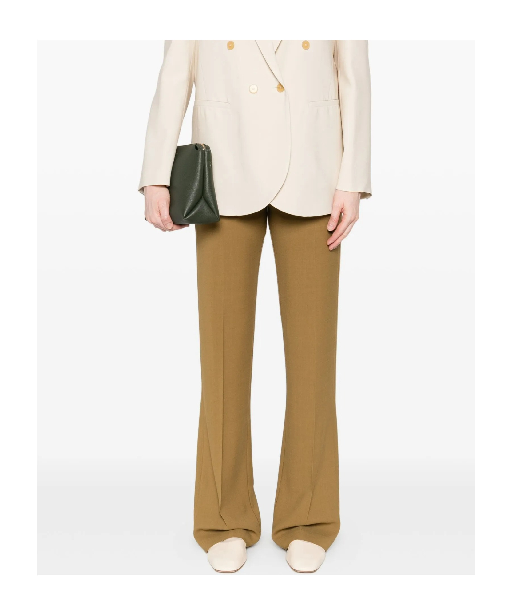 Forte Forte Wool Viscose Twill Regular Waist Pants In Green