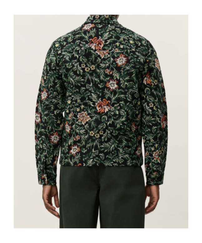 Les Deux Jaiden Floral-jacquard Shirt Jacket In Green
