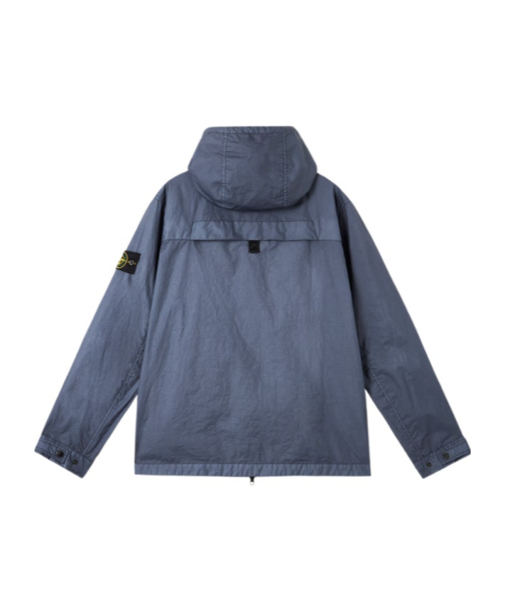 Stone Island Breathable Waterproof Hooded Jacket In Blue