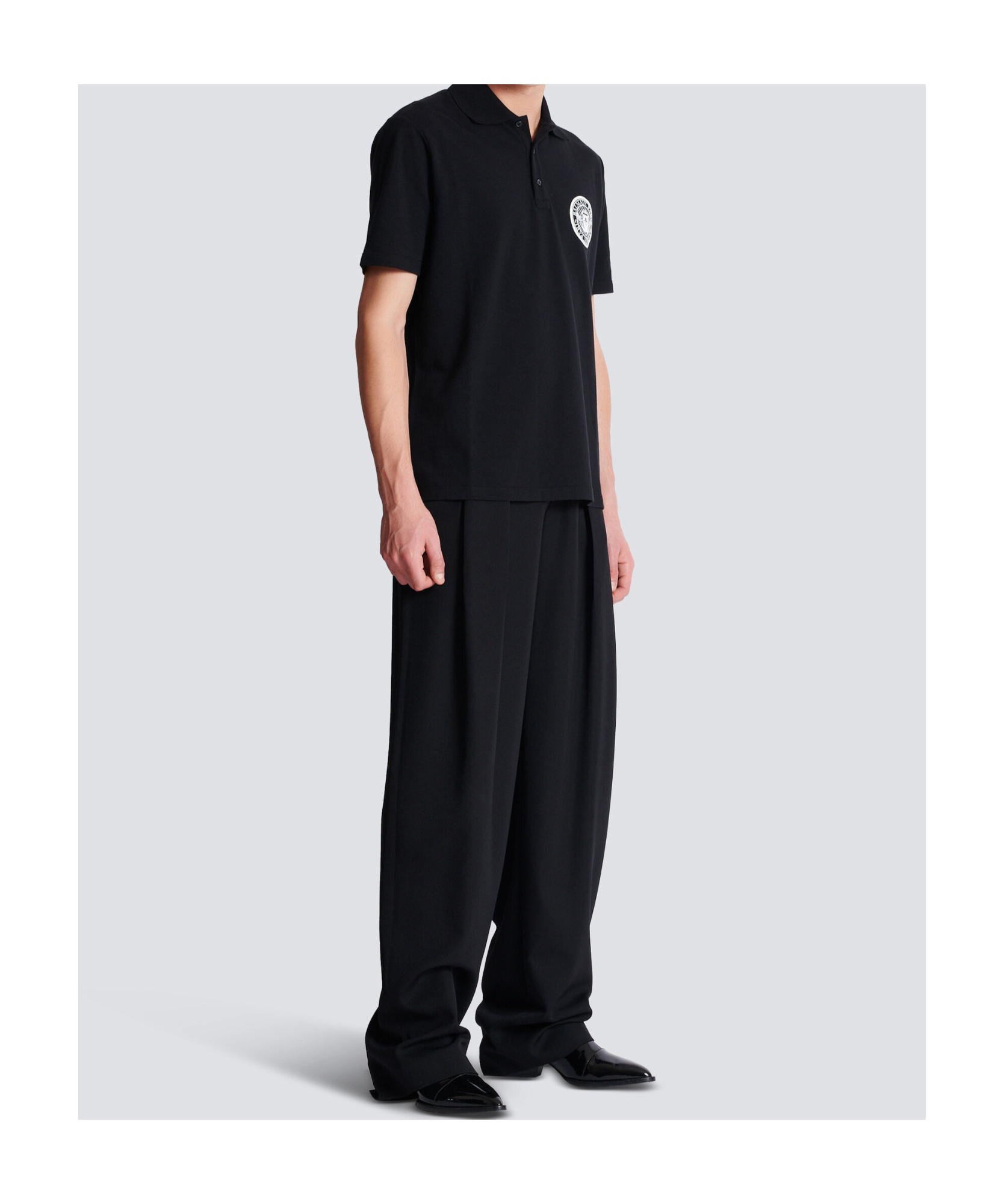 Balmain 'coin' Polo Shirt With Polo Collar In Black