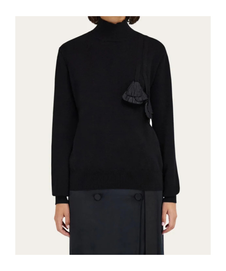 Ferragamo Floral Insert Sweater Sweaters And Cardigans Black In Black