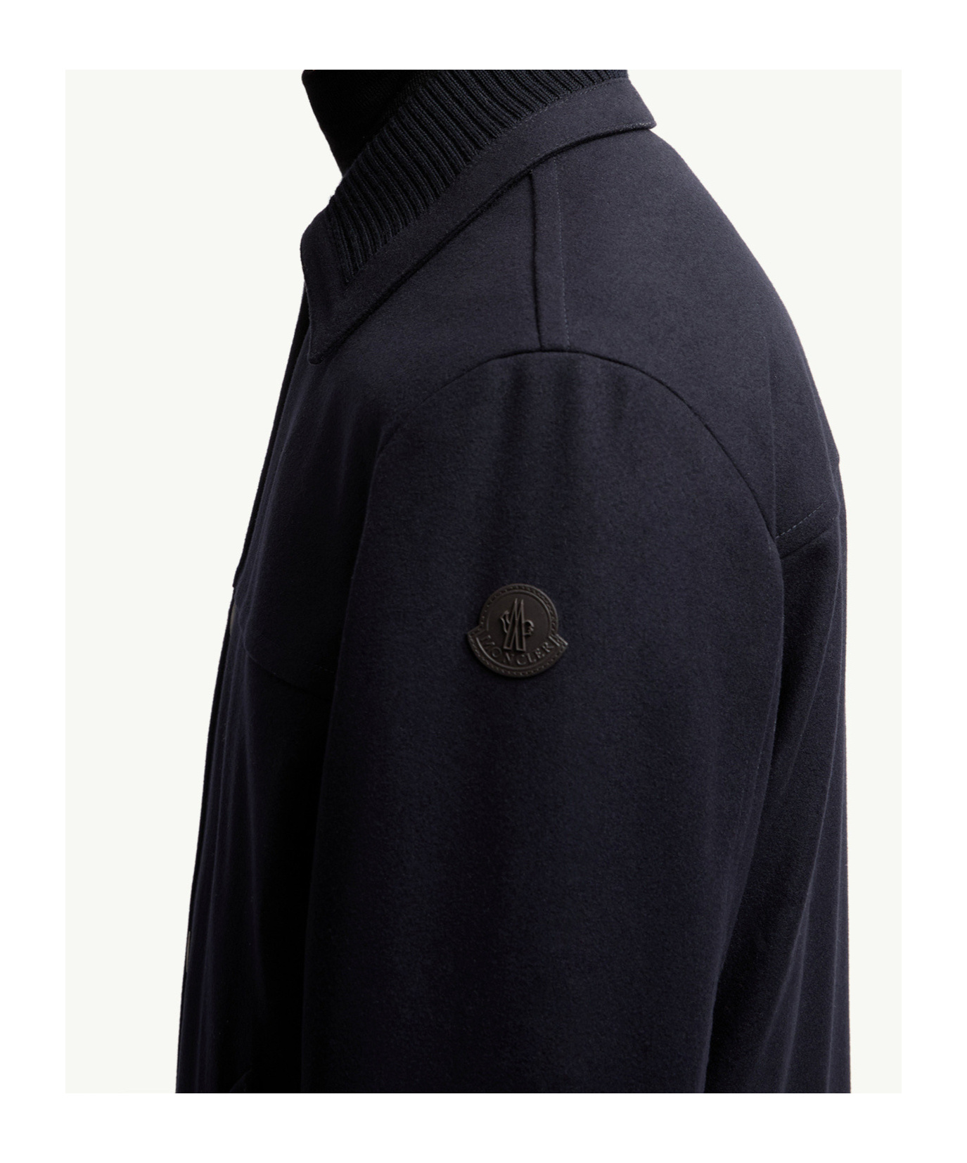 Moncler Emilion Wool Blend Hooded Short Down Jacket In Blue