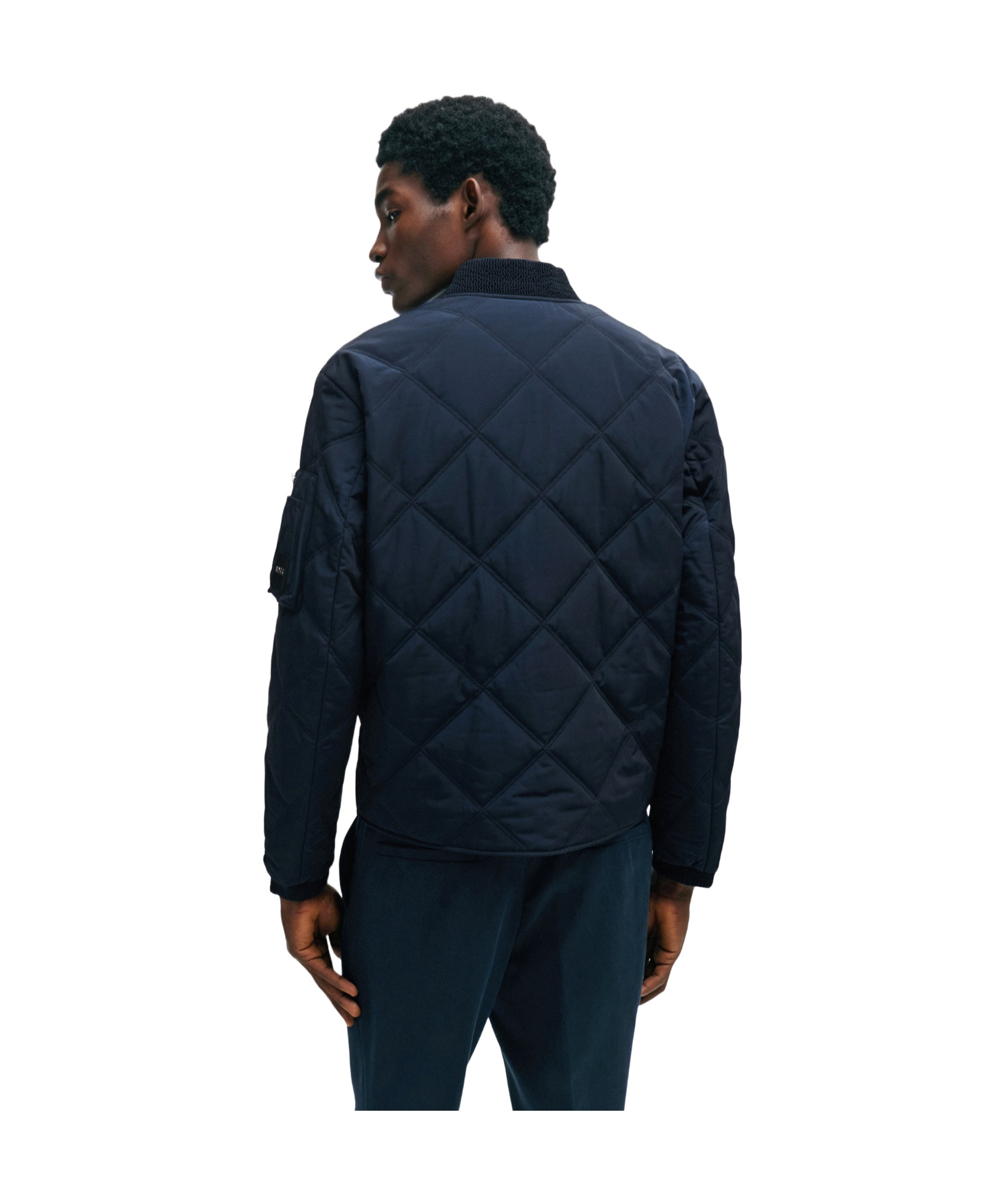Hugo Boss Diamond-quilted Bomber Jacket In Black