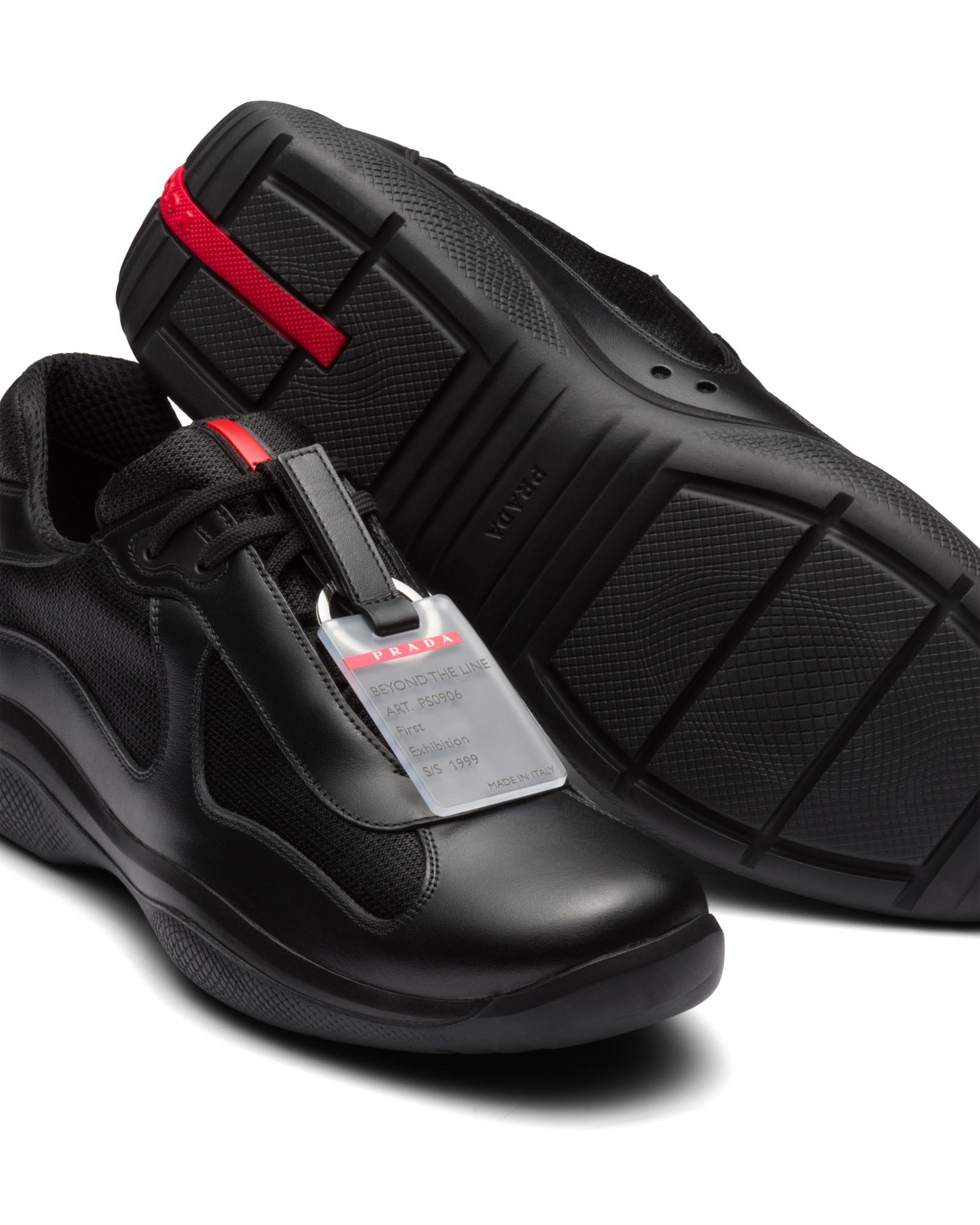 Prada Fabric And Leather America S Cup Sneakers In Black