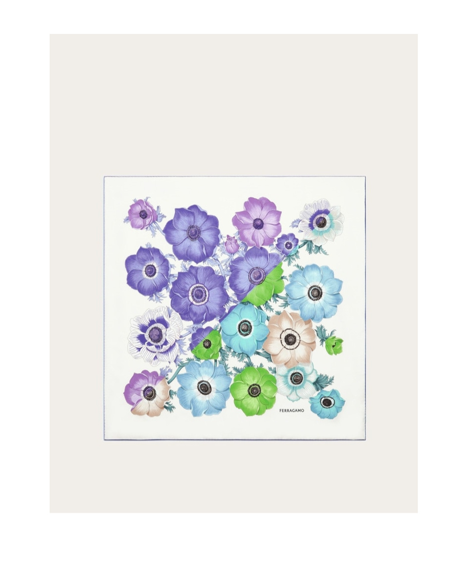 Ferragamo Floral-print Silk Scarf In White