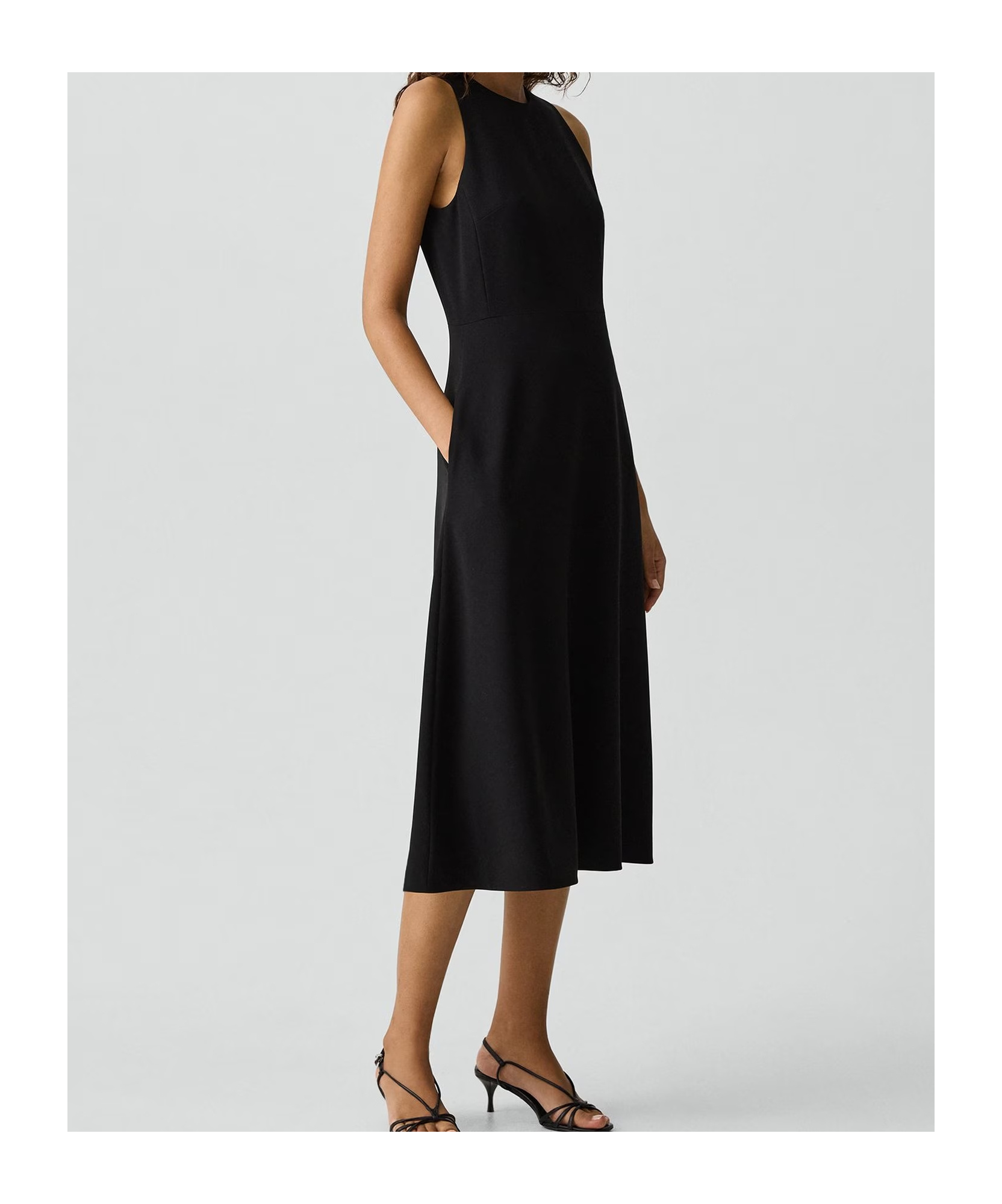 Theory A-line Midi Dress In Admiral Crepe In Black