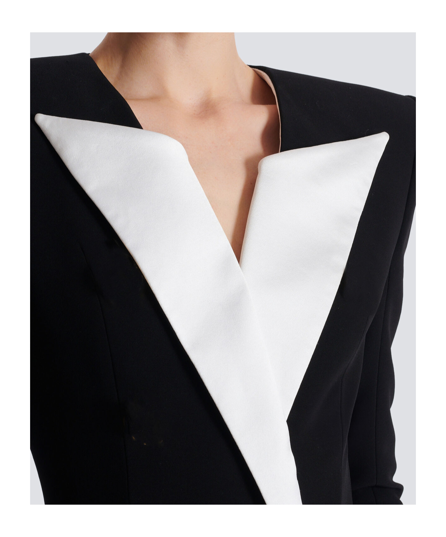 Balmain Two-tone Crepe Mini Blazer Dress In Black