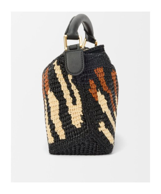 Loewe Small Puzzle Edge Bag In Raffia And Calfskin