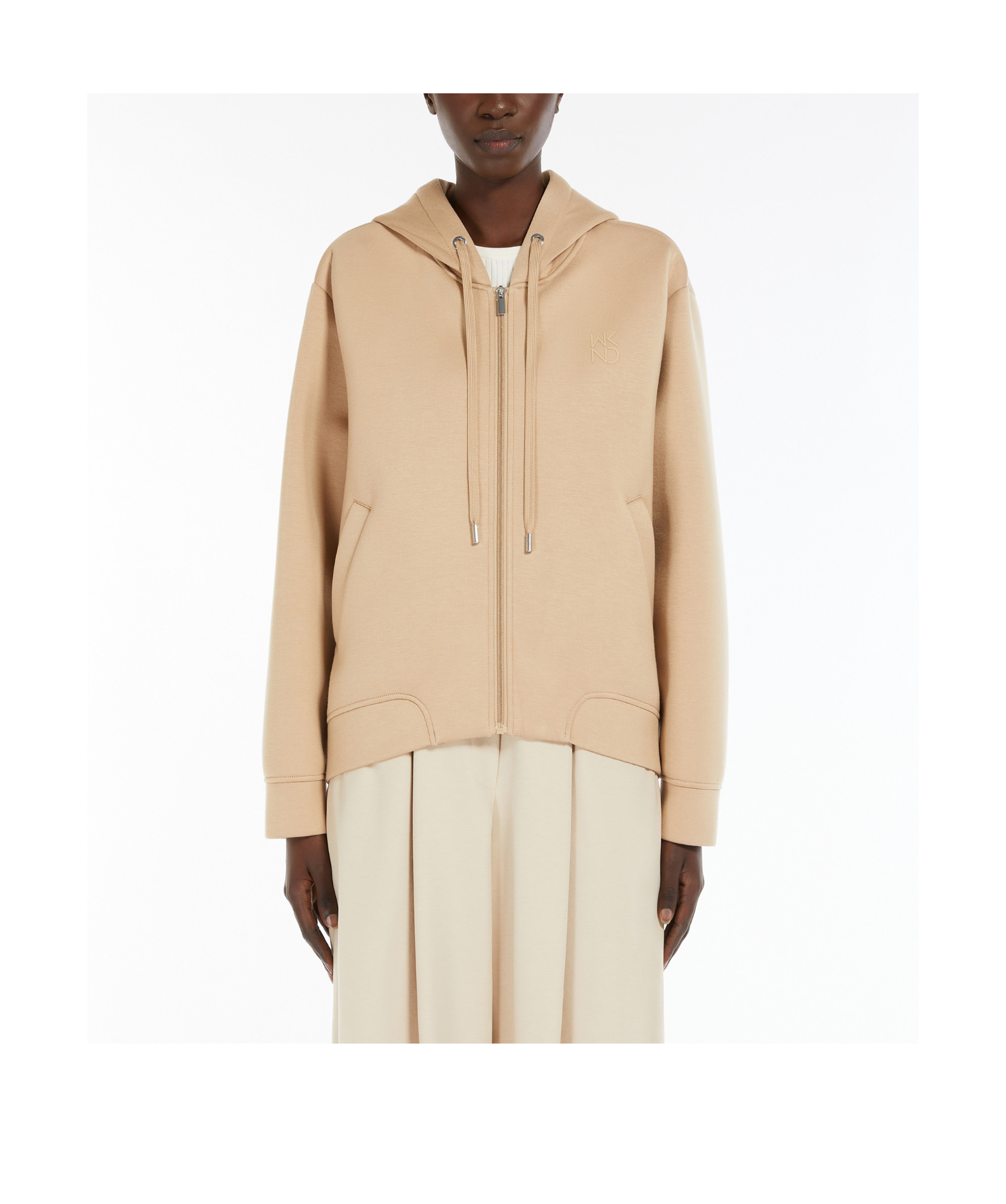 Shop Weekend Max Mara Knitted Hoodie In Nude