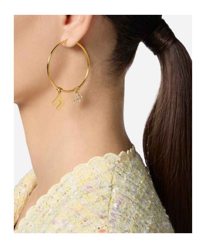 ELISABETTA FRANCHI CHARM-DETAIL HOOP EARRINGS