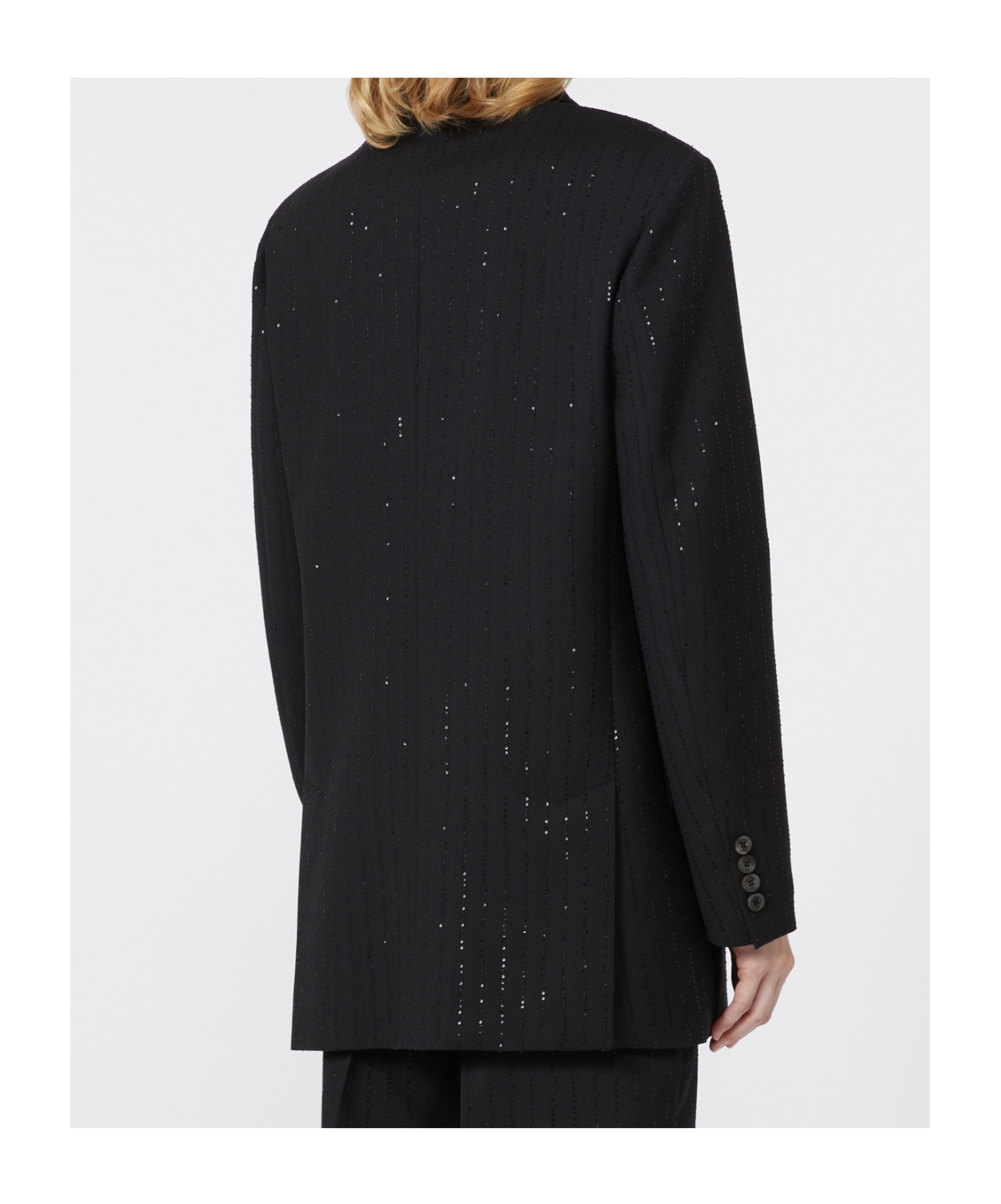 Max Mara Wool And Sequin Double-breasted Blazer In Black