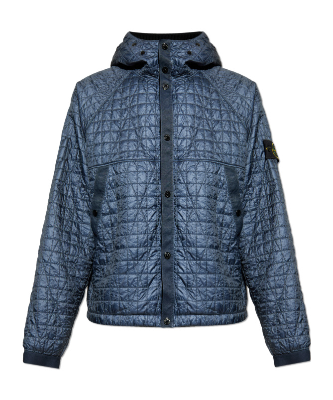 Stone Island 4100023 Quilted Logo-patch Jacket In Blue