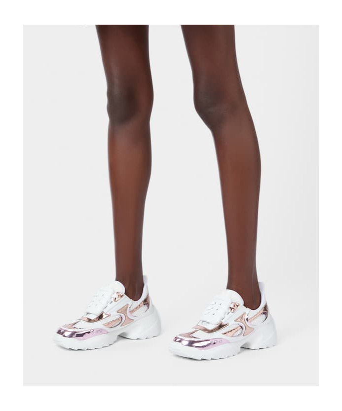 Roger Vivier Viv' On The Run Sneakers In Leather And Fabric In White