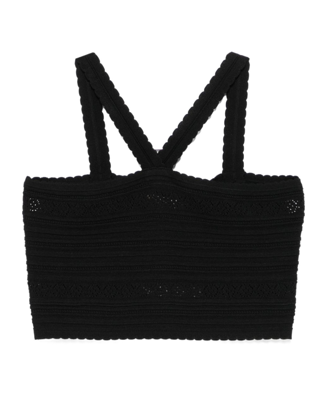 Twinset Top Cropped En Maille Avec Bretelles In Black