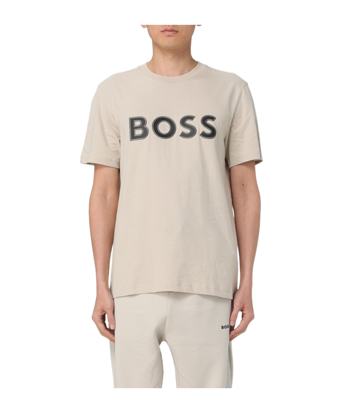 Hugo Boss T-shirt Boss Men Color Beige In Gray