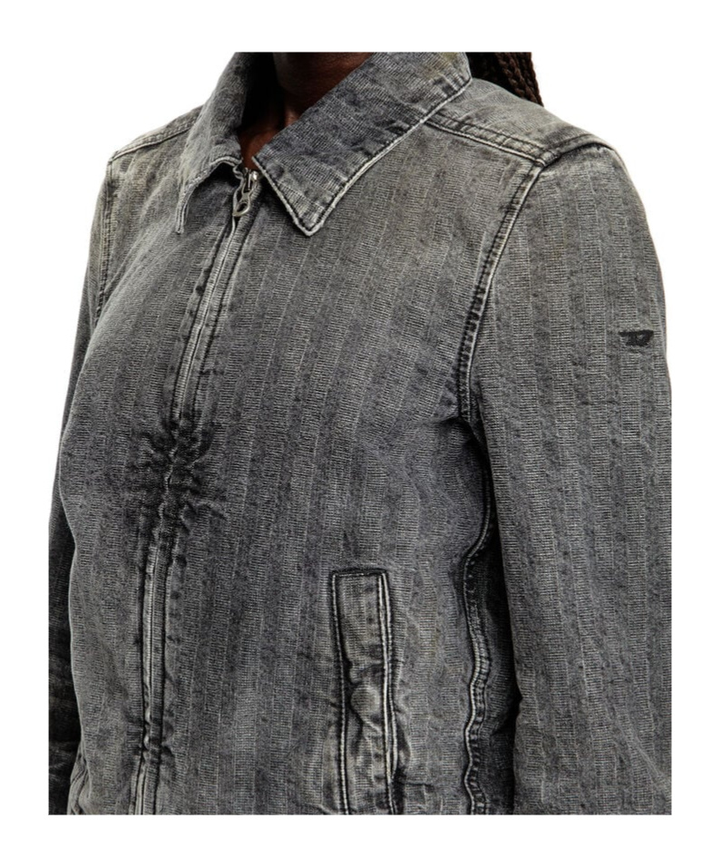Diesel Jacket In Herringbone Denim In Black