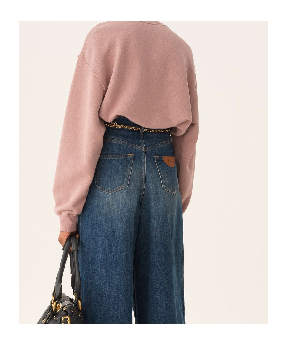 Chloé Oversized Logo Sweater In Chiné Fleece In Pink