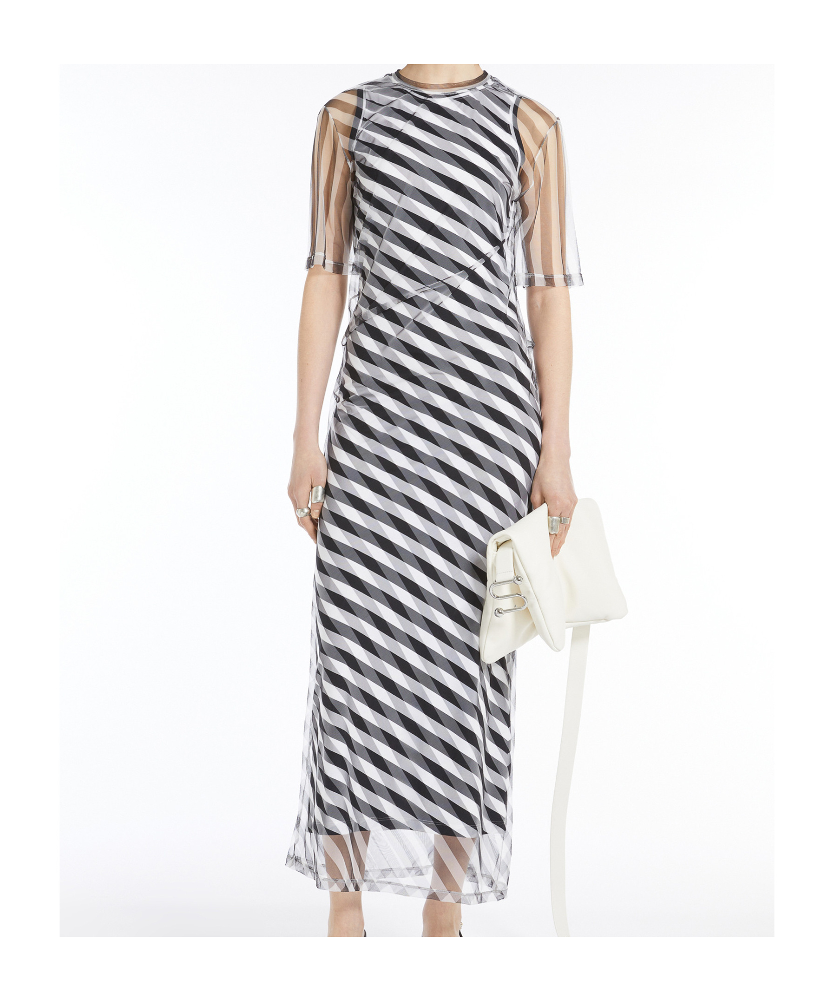 Sportmax Round Neck Short Sleeve Dress In Gray