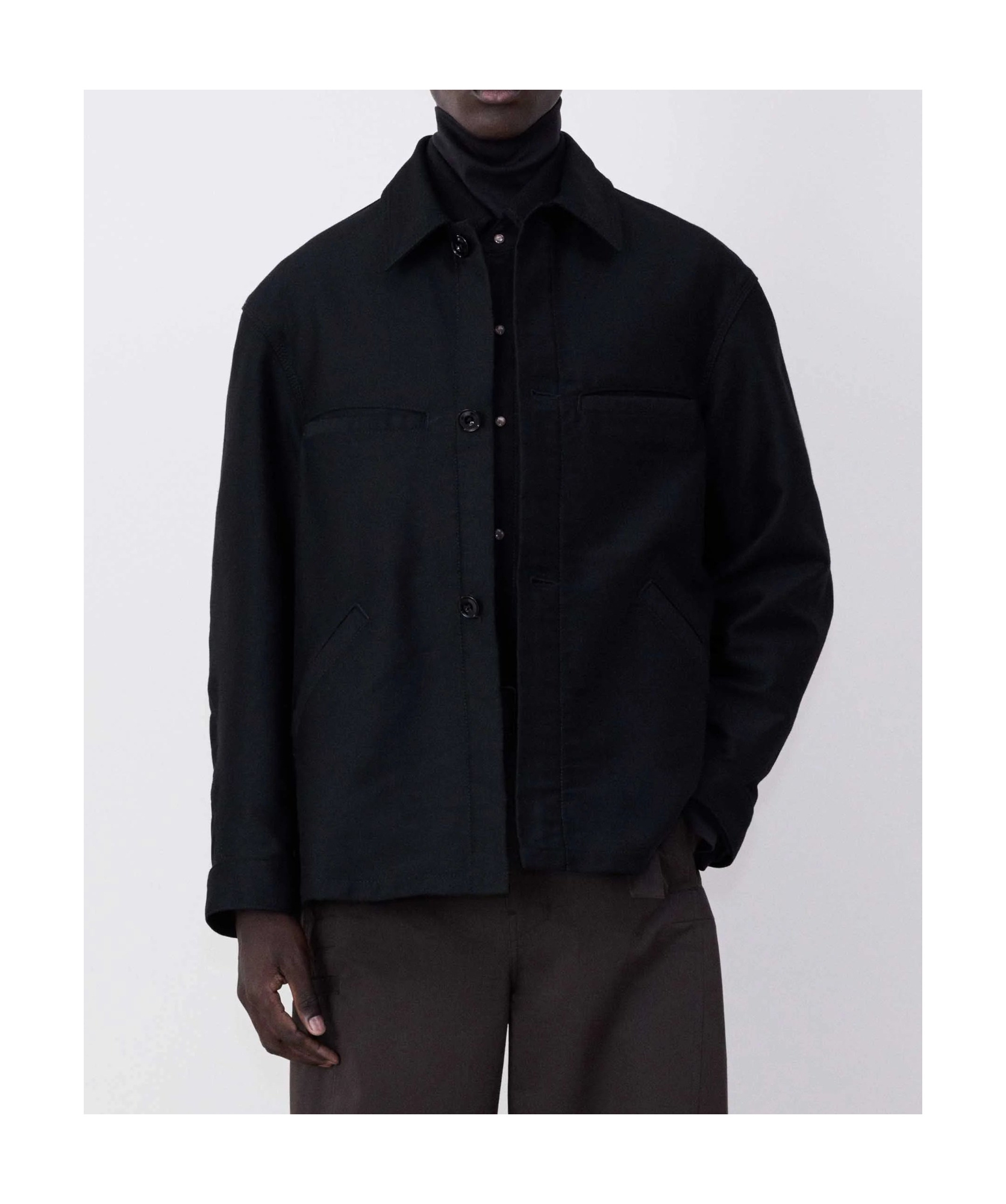 Lemaire Black Twisted Sleeve Workwear Jacket In Black