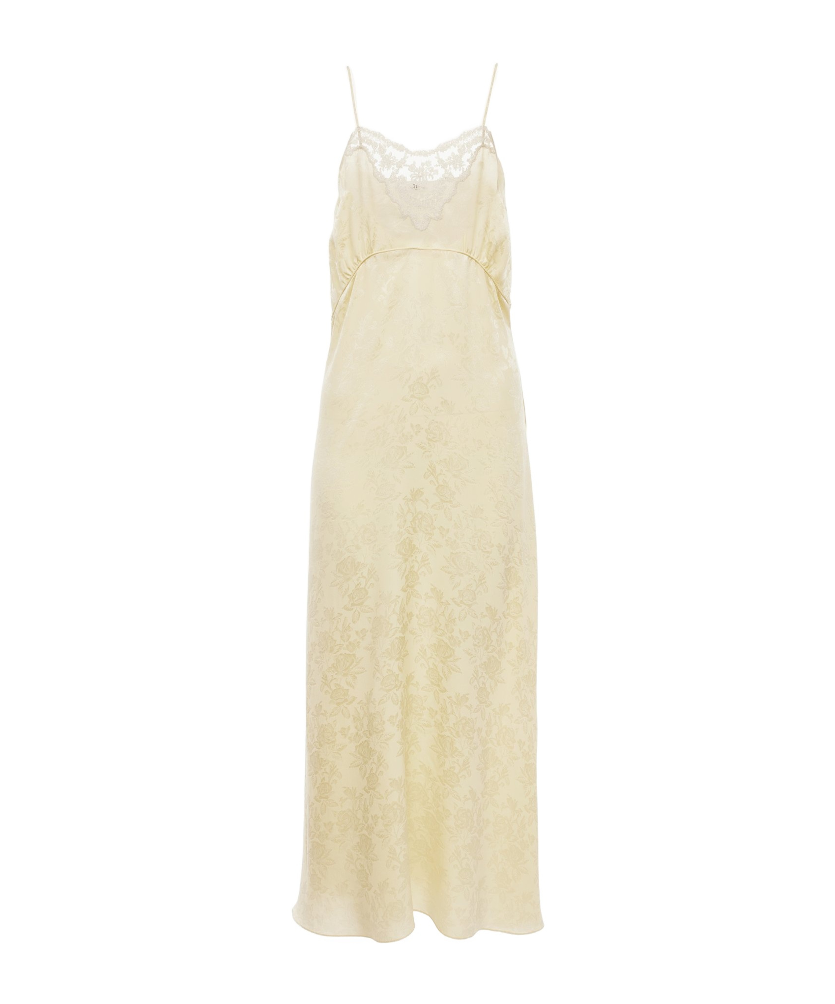 Chloé Thin-strap Midi Dress In Silk Jacquard  Lace In Yellow