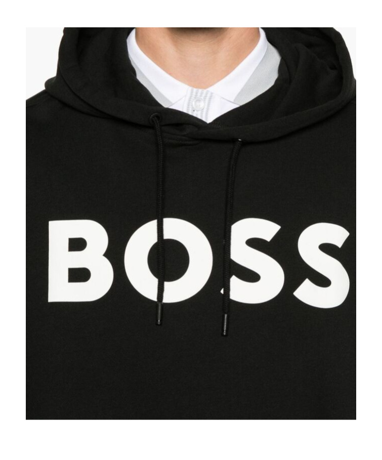 Shop Hugo Boss Logo-print Hoodie In Black