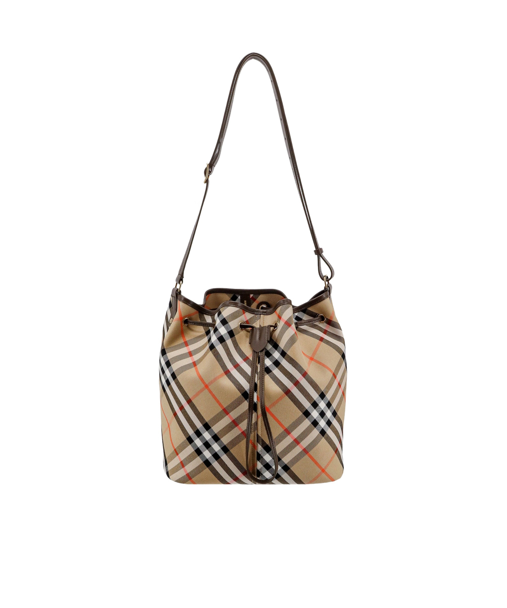 Burberry Small Bucket With Shoulder Strap Check In Multicolor