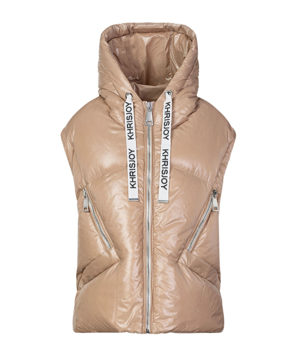 Khrisjoy Hooded Down Vest In Nude