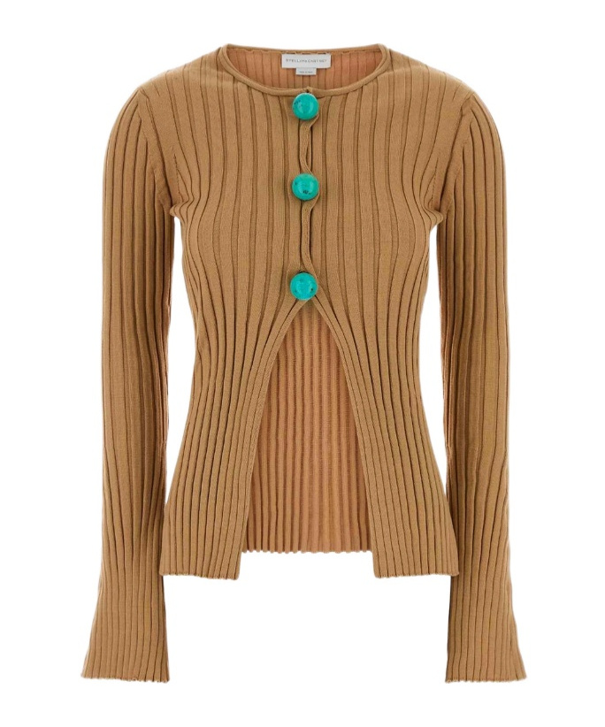 Stella Mccartney Ribbed-knit Buttoned Cardigan In Brown
