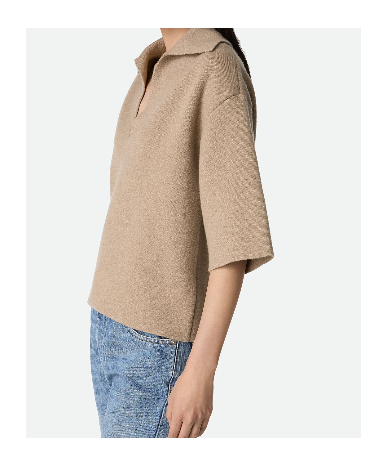Bottega Veneta Cashmere Polo In Brown
