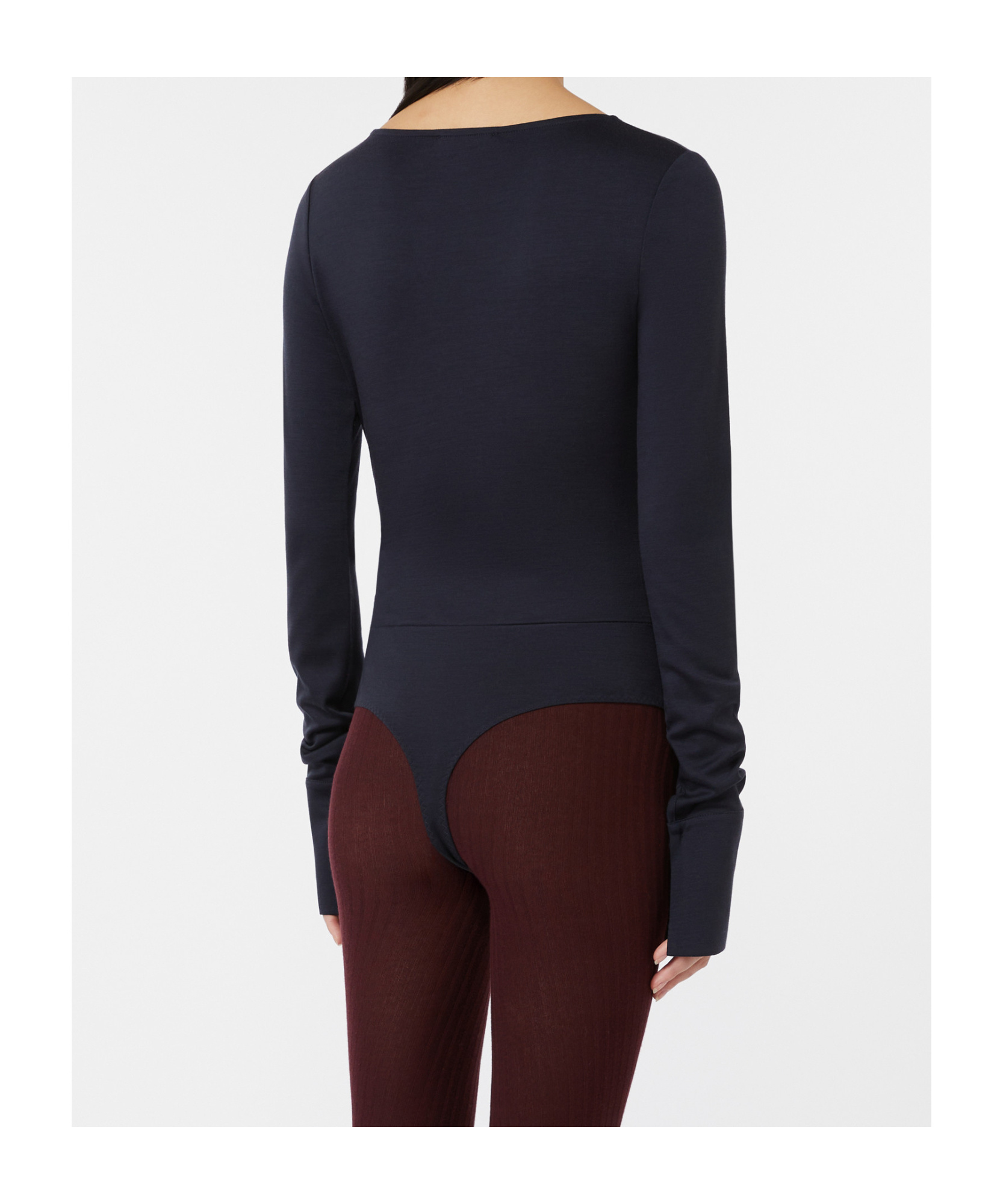 Max Mara Wool Jersey Bodysuit In Blue