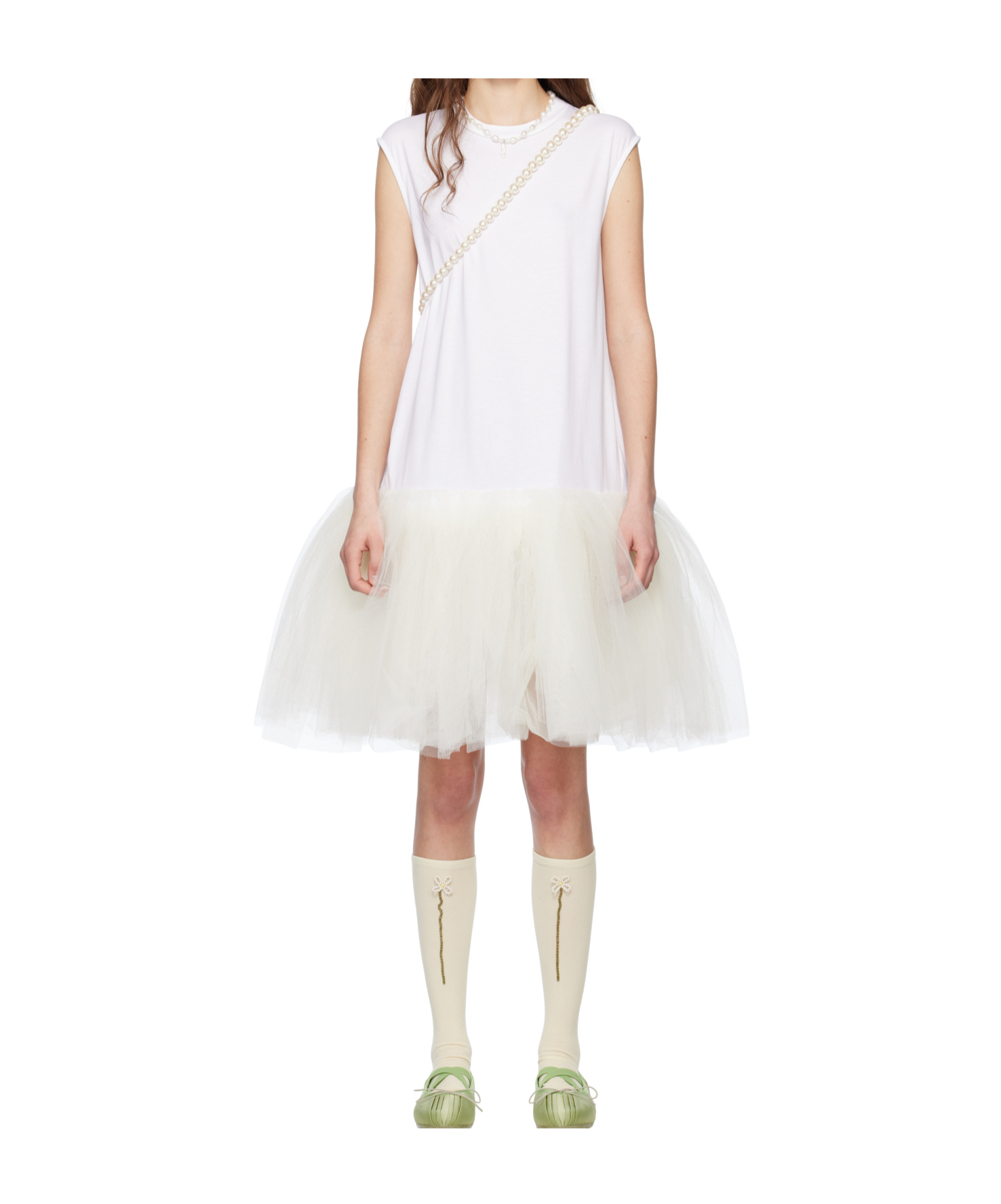 Simone Rocha White Relaxed Ballet Tutu Midi Dress In White