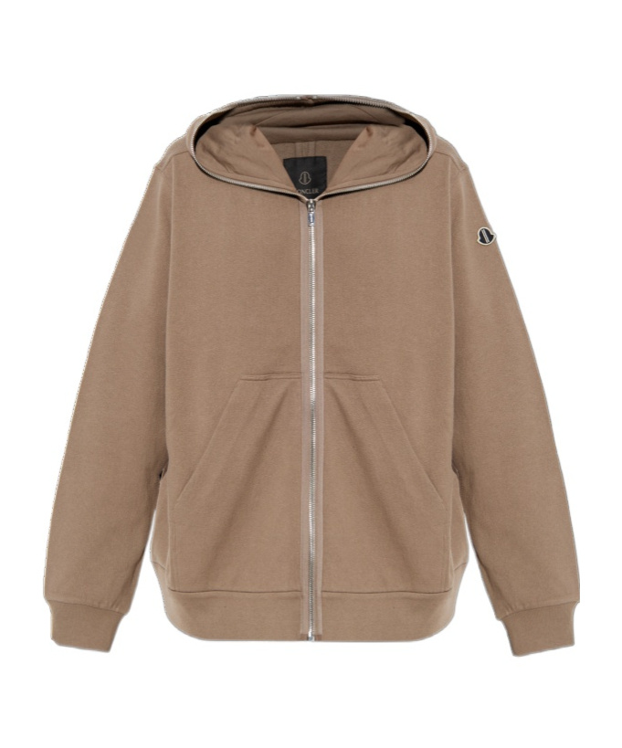 Rick Owens X Moncler Long-sleeved Hooded Hooded Hoodie In Brown