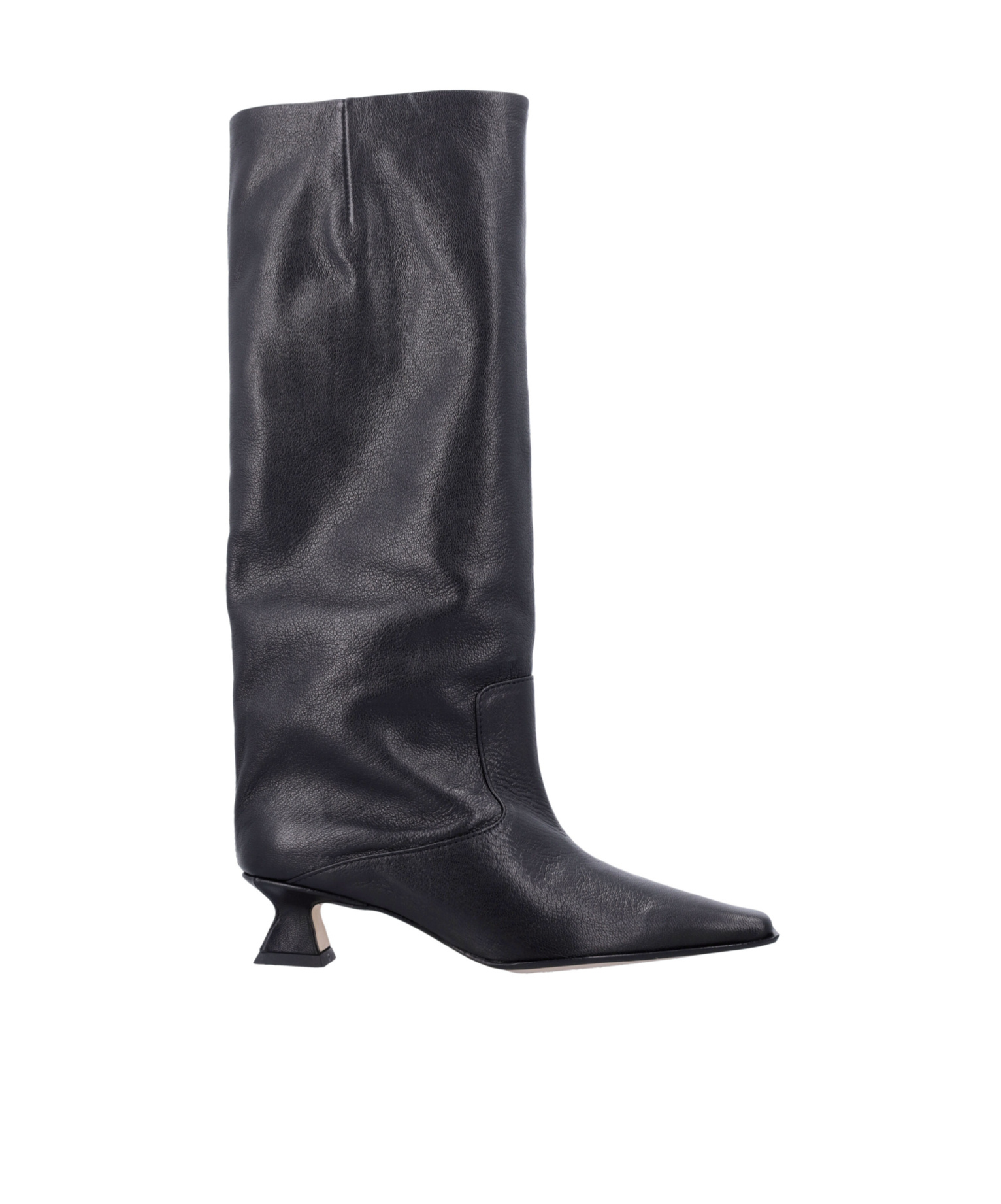 Miista Square Toe Leather Knee-high Boot In Black