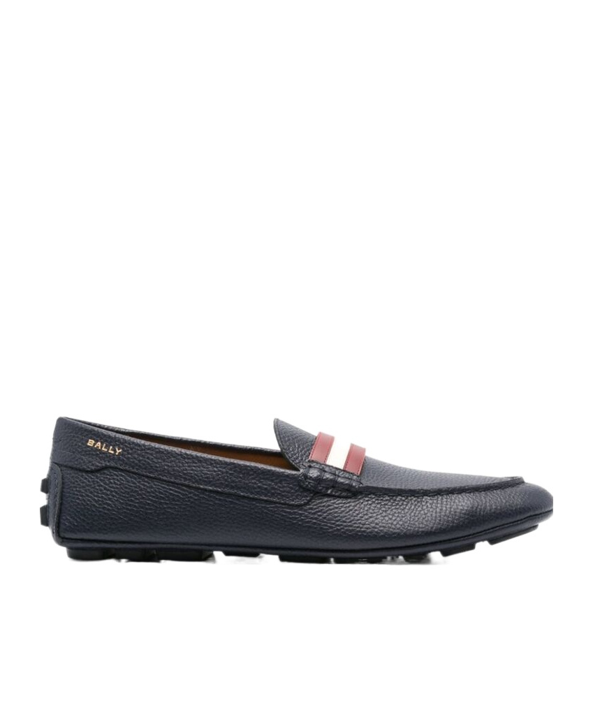 Bally Textured Leather Moccasin In Black