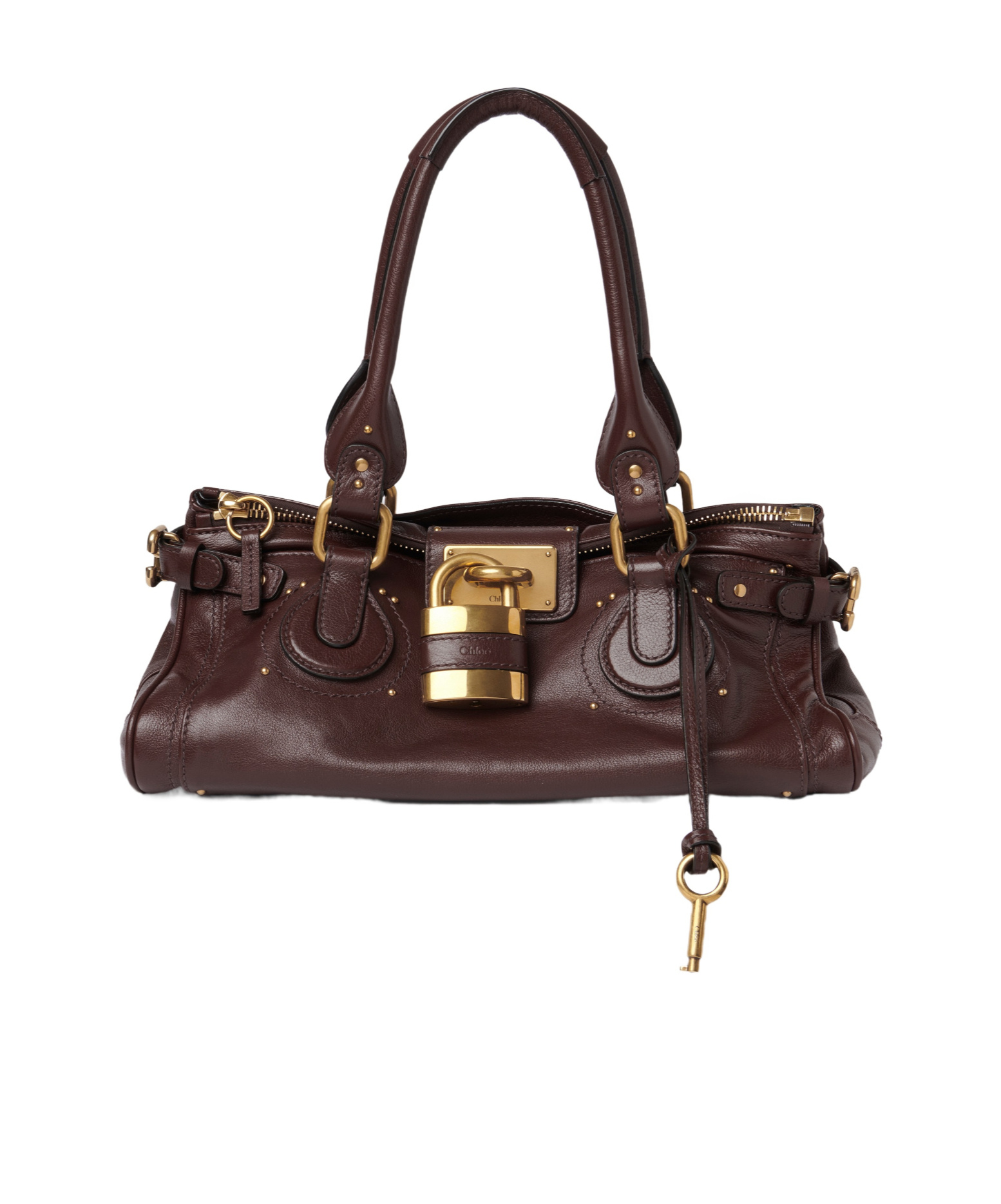 Chloé Paddington Grained Leather Bag In Red