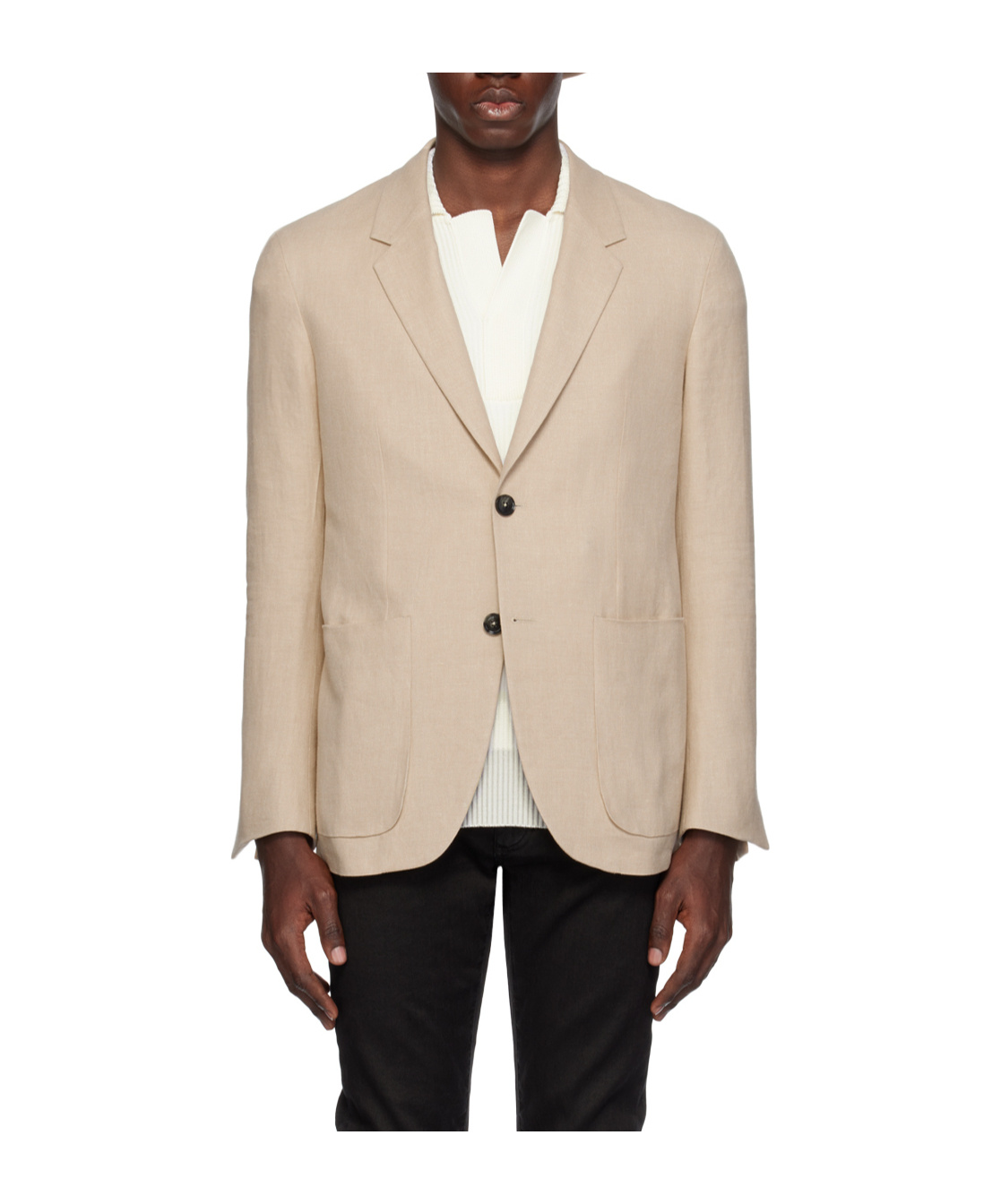 Zegna Flattened Collar Suit Jacket In Nude