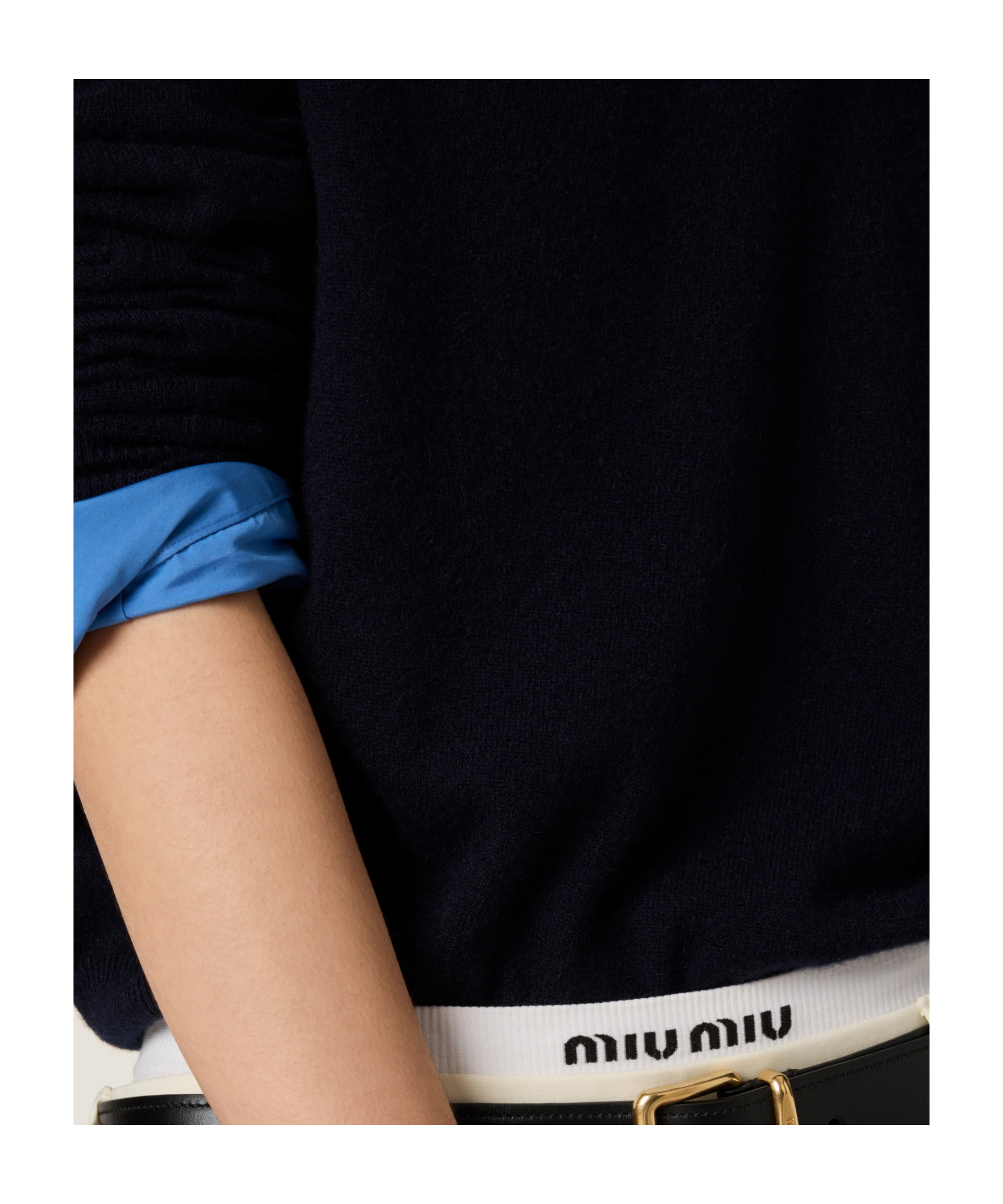 Miu Miu Cashmere Polo Sweater In Blue